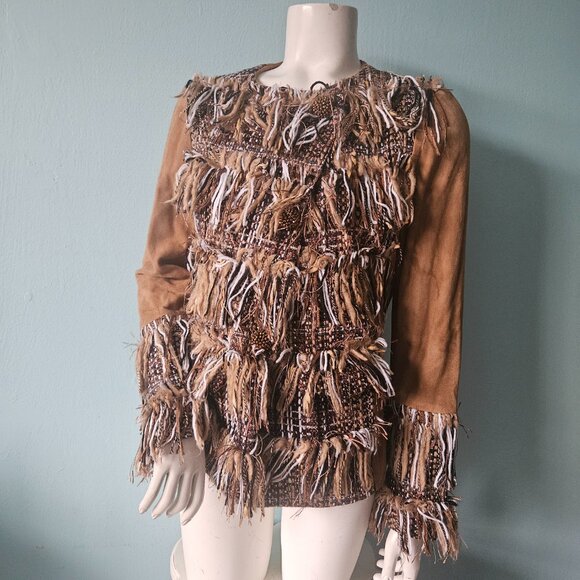Bazar Deluxe Italy Coat Jacket Multicolored Fringe hippie boho luxury glam 42 - Picture 5 of 12